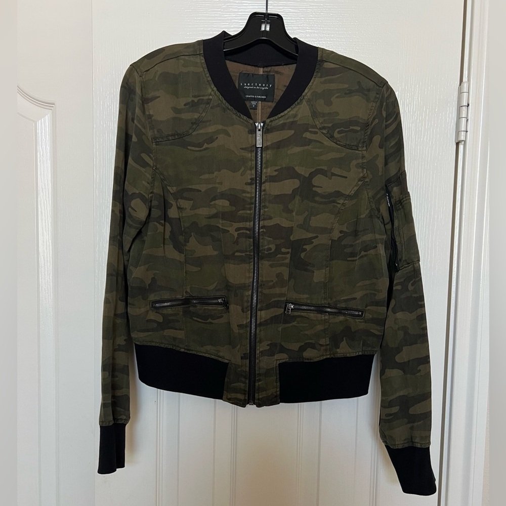 Sanctuary Camouflage Bomber Jacket